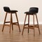 Baxton Studio Darrin Mid-Century Modern Black Faux Leather and Walnut Brown Finished Wood 2-Piece Bar Stool Set 176-11018-Zoro - alternate 4